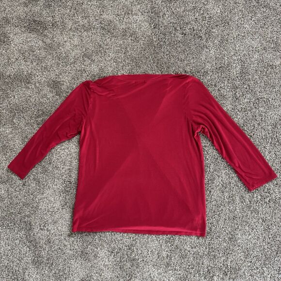 Charming Charlie Red Wrap Blouse 3/4 Sleeve Elastic Waist Top Shirt Size Large - Picture 6 of 11